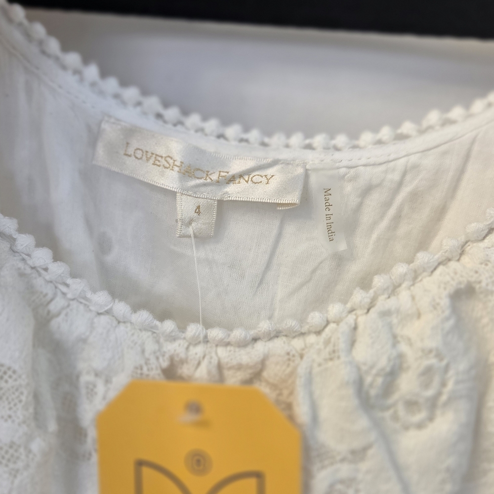 LoveShackFancy Sassie White Lace Maxi Dress Boho Eyelet Romantic Cottagecore Sz4 - Picture 11 of 15